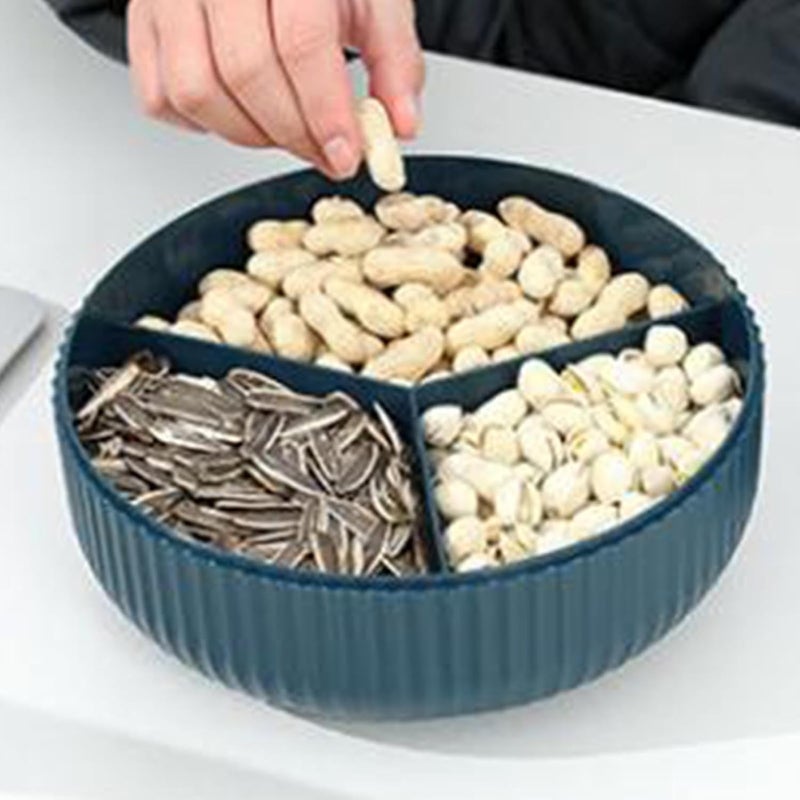 Divided Serving Tray Elegant Plastic Fruit Tray with Lid for Family Party 3 Compartments Office (Dark Green) - Image 4