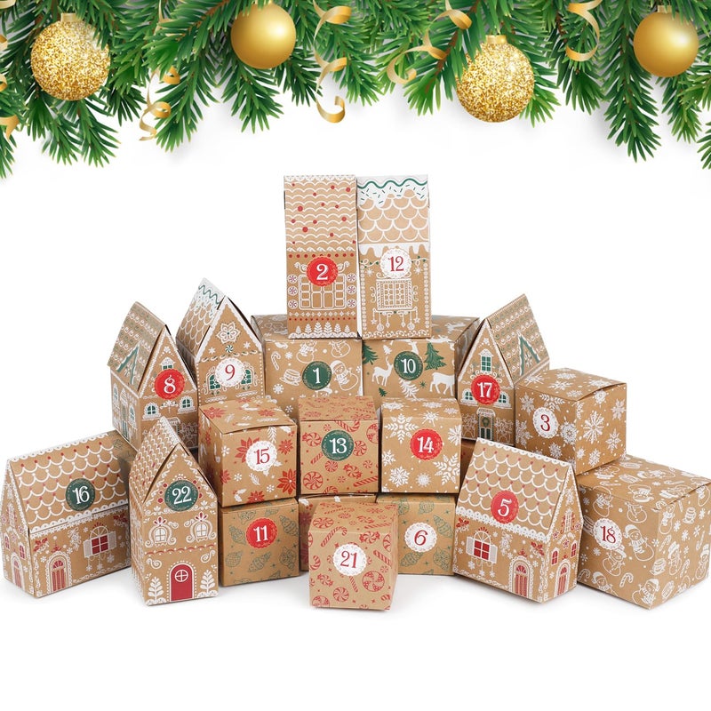 LOKIPA Christmas Advent Calendar Boxes 24 Days Empty Advent Countdown Gift Boxes for Xmas Party Decorations Supplies - Image 2