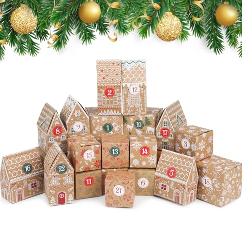 LOKIPA Christmas Advent Calendar Boxes 24 Days Empty Advent Countdown Gift Boxes for Xmas Party Decorations Supplies - Image 1