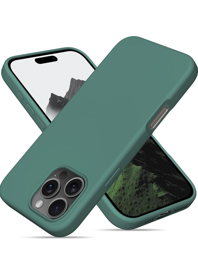 ELTRAZONE Soft Liquid Silicone Gel Case for iPhone 16 Pro Max - Full Body Shockproof Protection with Matte Finish & Soft Microfiber Lining (Pine Green) - Image 1