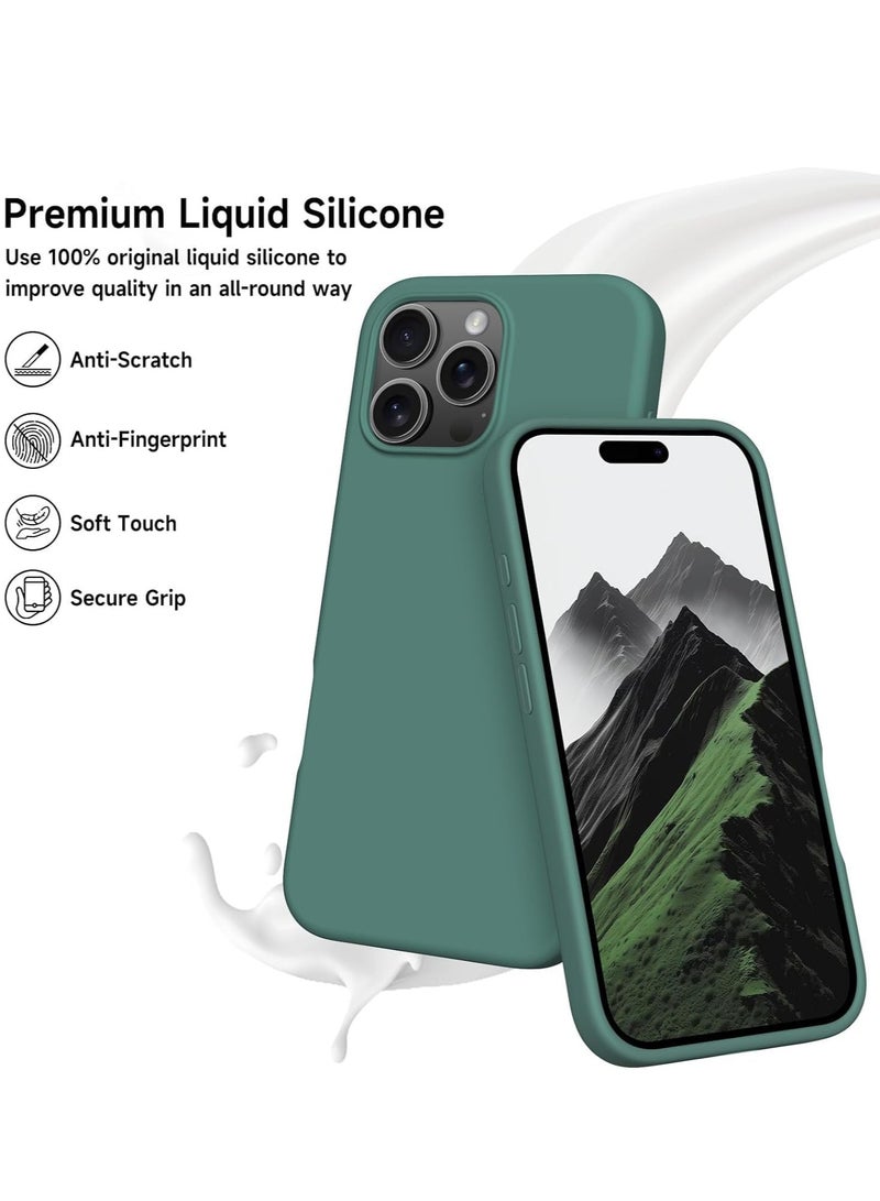 ELTRAZONE Soft Liquid Silicone Gel Case for iPhone 16 Pro Max - Full Body Shockproof Protection with Matte Finish & Soft Microfiber Lining (Pine Green) - Image 4
