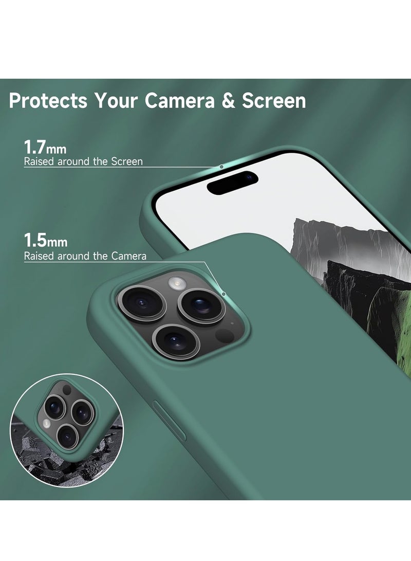 ELTRAZONE Soft Liquid Silicone Gel Case for iPhone 16 Pro Max - Full Body Shockproof Protection with Matte Finish & Soft Microfiber Lining (Pine Green) - Image 5