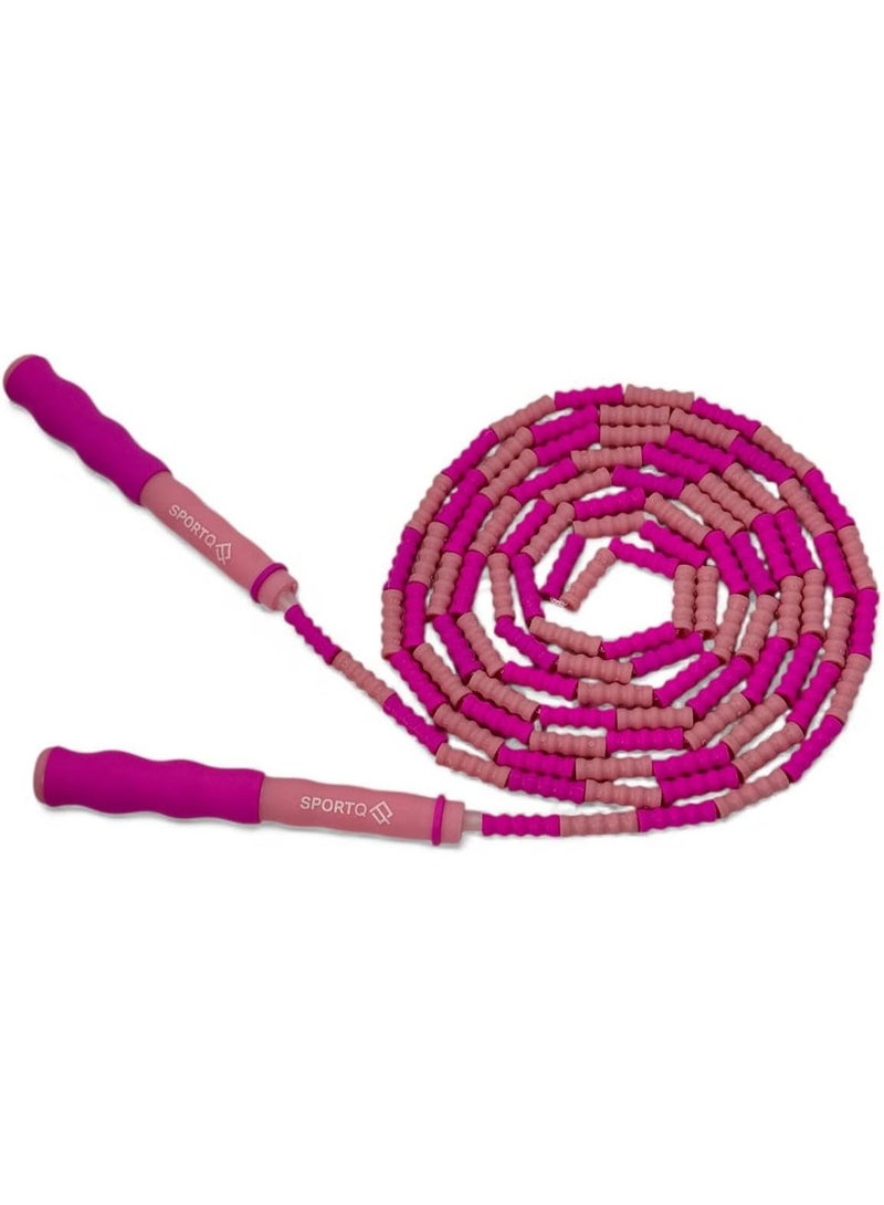 SportQ 230cm Colorful Beads Skipping Rope – Comfortable Non-Slip Handles, Durable Nylon Rope for Training and Fitness for Kids and Adults - Image 1