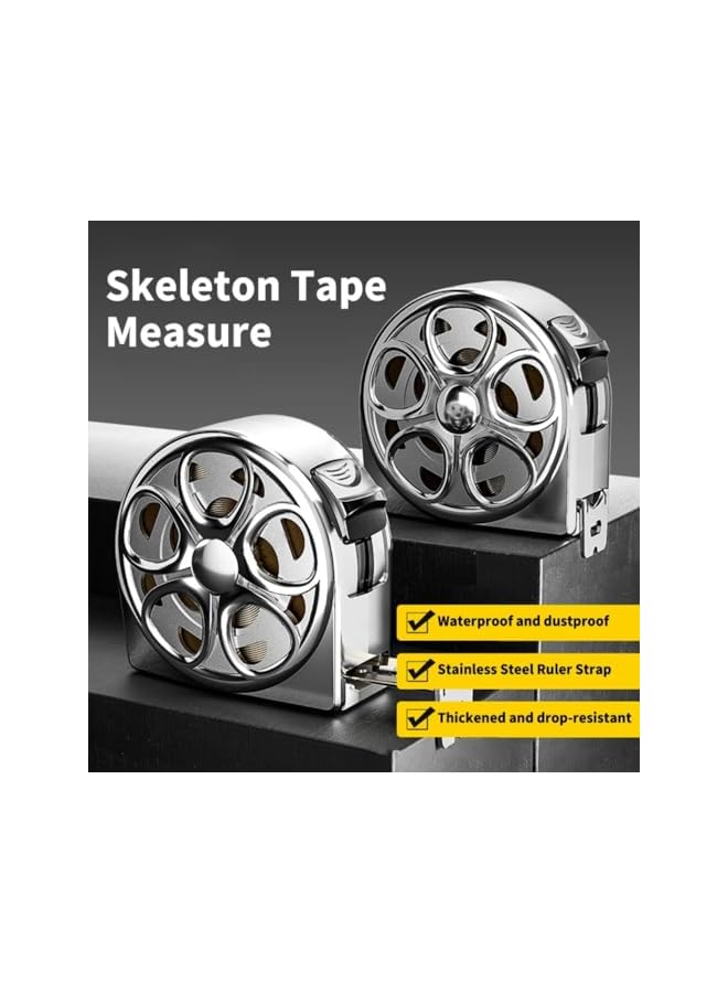 PROMASS متر قياس بروماس 3م، شريط قياس من الفولاذ المقاوم للصدأ، مسطرة قابلة للسحب مضادة للتآكل، أداة قياس ذات قفل ذاتي مع قراءة سهلة للكسور، تصميم مجوف للأعمال الخشبية، فضي (3م × 16مم) - Image 4