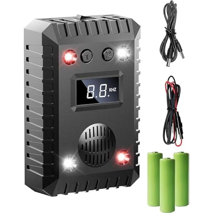 rayihni Animal Repeller, Ultrasonic Rodent Repellent Under Hood, Strobe Lights & Alarm Sound Keep Mice Rat Squirrel Away from Car Engine, Truck Garage, Attic Basement, Warehouse Barn Shed Vehicle Protection - Image 1