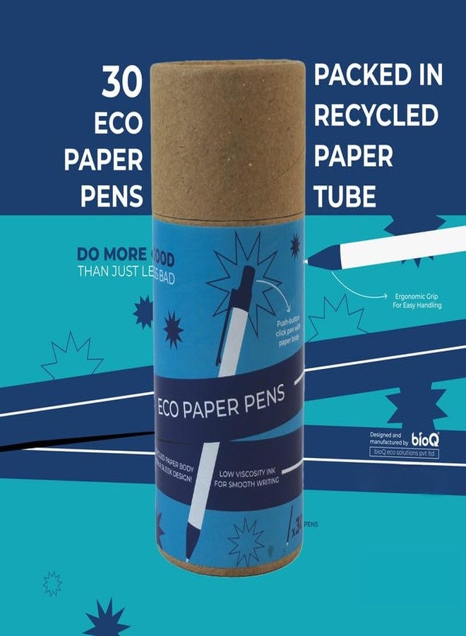 bioq Eco Paper Pens (30 Pack) | Multi-Color Click Pens | Recycled Paper Body | Low Viscosity Ink | Ergonomic Design | Sustainable Corporate Gift - Image 3