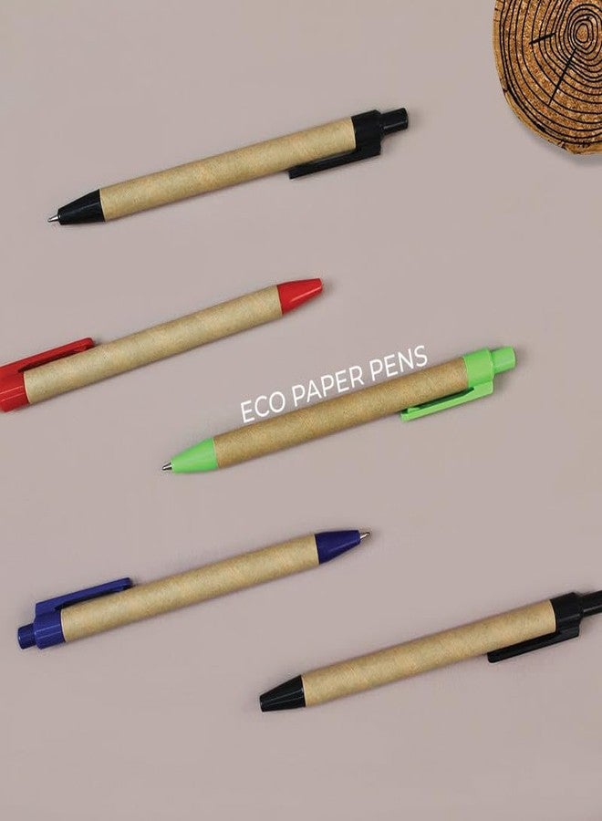 bioq Eco Paper Pens (30 Pack) | Multi-Color Click Pens | Recycled Paper Body | Low Viscosity Ink | Ergonomic Design | Sustainable Corporate Gift - Image 2