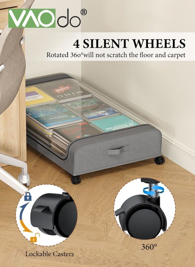 VAOdo Under Bed Storage with Wheels Handles and Lids, Rolling Storage Container with Clear Lids, Under the Bed Storage Organizer Bin, Storage Organizer for Clothes Toys Shoes - Image 2