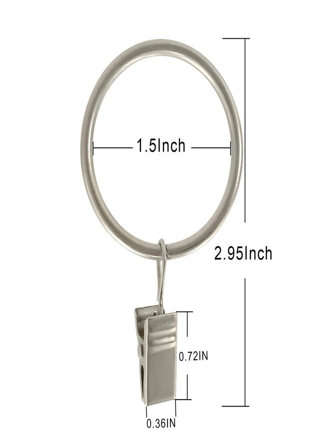 LLPJS 20 Pack Metal Curtain Rings with Clips, Curtain Clip Rings Hooks for Hanging Drapery Drapes Bows, Curtain Rod Rings 1.5 inch Interior Diameter, Matte Silver - Image 2