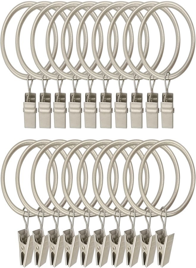 LLPJS 20 Pack Metal Curtain Rings with Clips, Curtain Clip Rings Hooks for Hanging Drapery Drapes Bows, Curtain Rod Rings 1.5 inch Interior Diameter, Matte Silver - Image 1