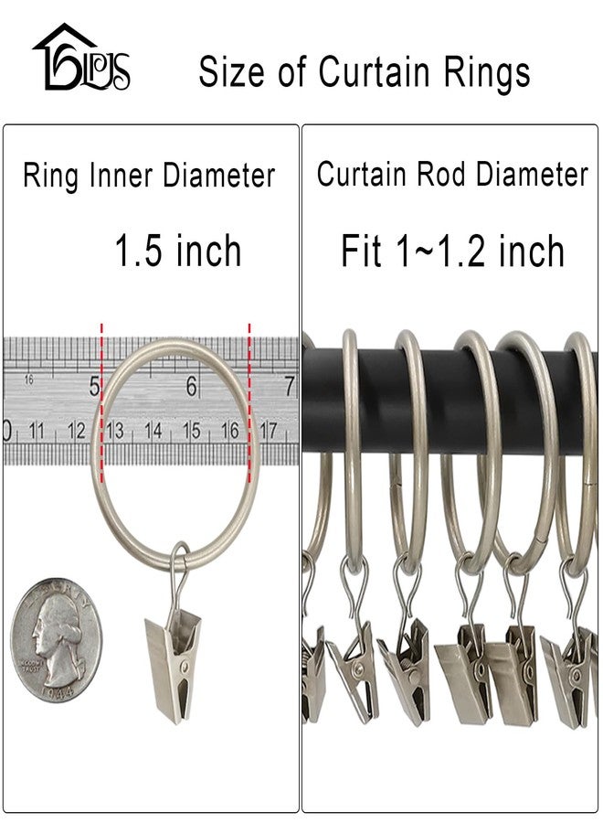 LLPJS 20 Pack Metal Curtain Rings with Clips, Curtain Clip Rings Hooks for Hanging Drapery Drapes Bows, Curtain Rod Rings 1.5 inch Interior Diameter, Matte Silver - Image 3