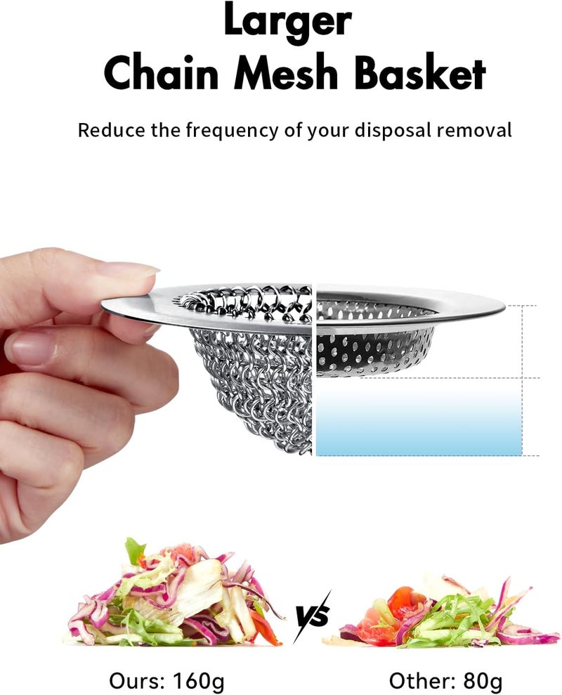 wokdada Revolutionary Kitchen Sink Drain Strainer/Patented Reversible Chain Mesh, Effortless Cleaning & Debris Catcher, Large Capacity, No Clog, 304 Stainless Steel & Rust-Proof/Handmade - Image 5