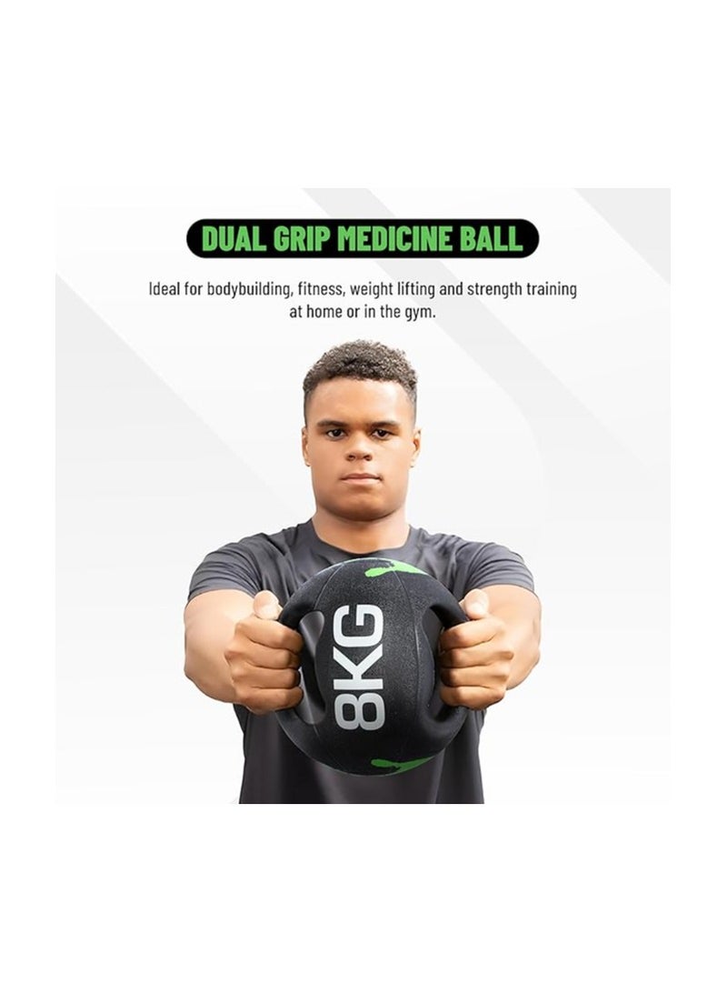 ENDLESS  Endless 8 KG (17.6 LB) Medicine Ball with Dual Handle Grip | Black | Rubber | For Core Strength Exercise, Fitness, Cardio, Home Workouts and Gym | For Men and Women - Image 2