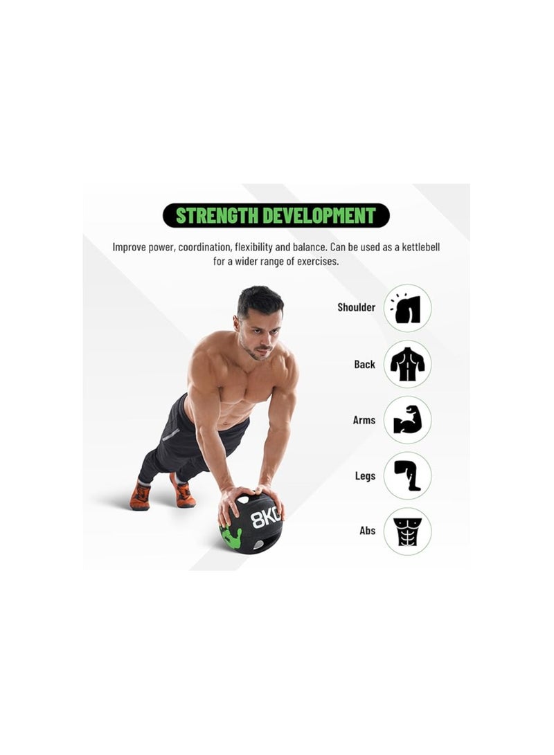 ENDLESS  Endless 8 KG (17.6 LB) Medicine Ball with Dual Handle Grip | Black | Rubber | For Core Strength Exercise, Fitness, Cardio, Home Workouts and Gym | For Men and Women - Image 4