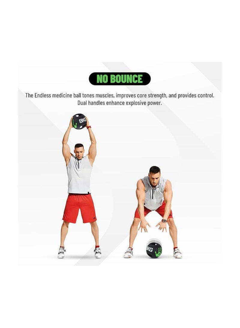 ENDLESS  Endless 8 KG (17.6 LB) Medicine Ball with Dual Handle Grip | Black | Rubber | For Core Strength Exercise, Fitness, Cardio, Home Workouts and Gym | For Men and Women - Image 3