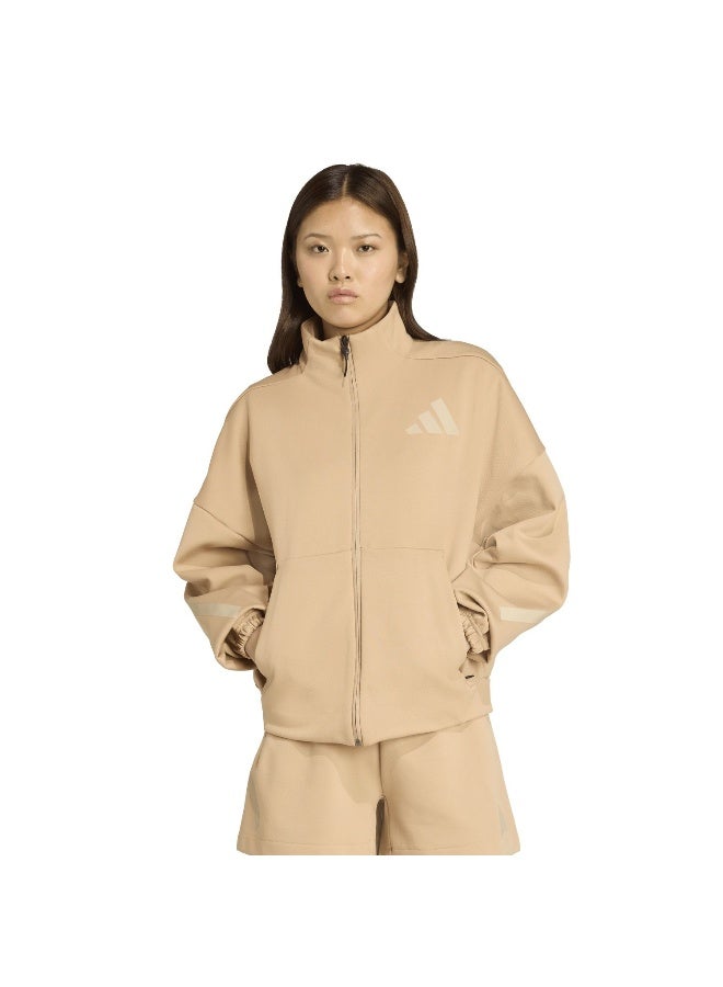 Adidas W Z.N.E. Tt Brown Training Track Tops For Women XS - Image 2