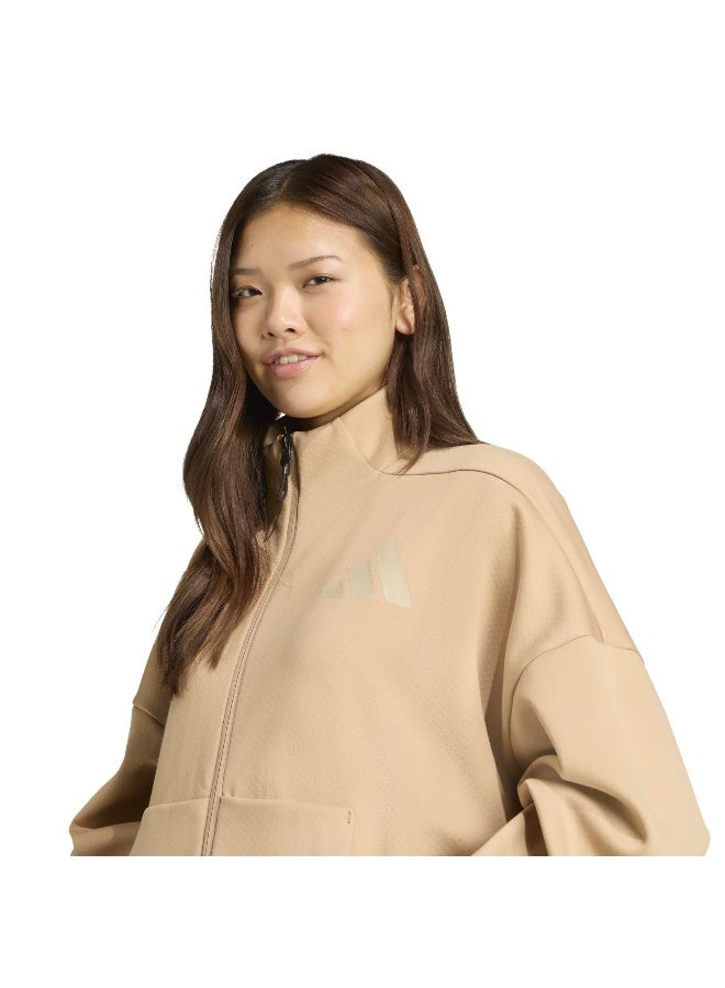 Adidas W Z.N.E. Tt Brown Training Track Tops For Women XS - Image 5