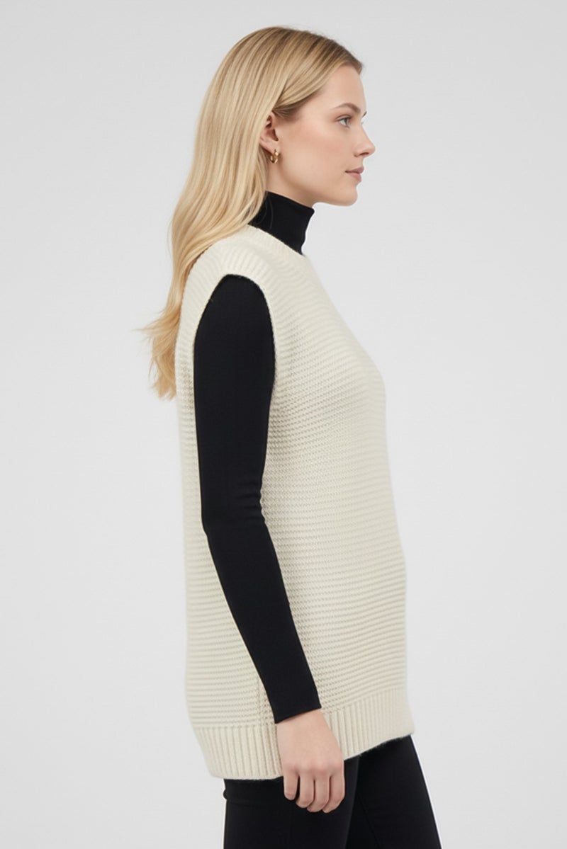 STELLA MCCARTNEY سويت شيرت نسائي محبوك بدون أكمام، أبيض فاتح - Image 3