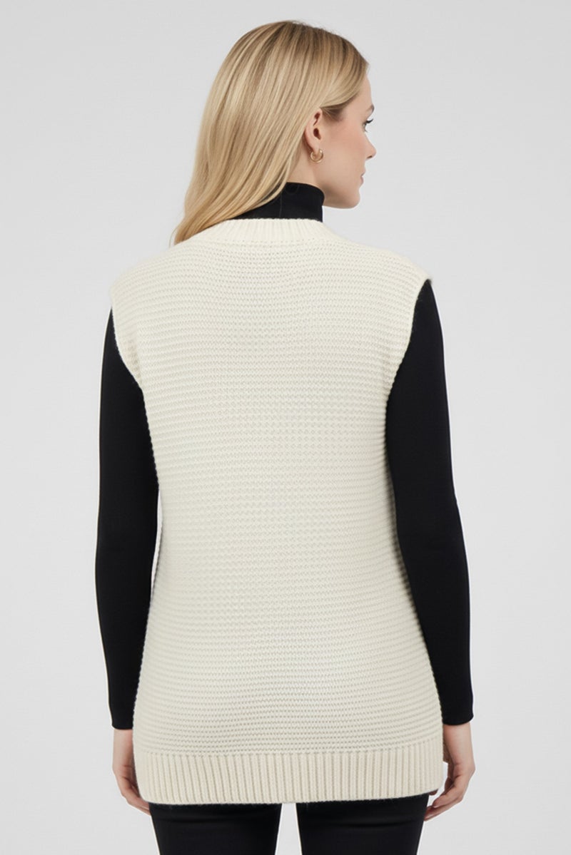 STELLA MCCARTNEY سويت شيرت نسائي محبوك بدون أكمام، أبيض فاتح - Image 2