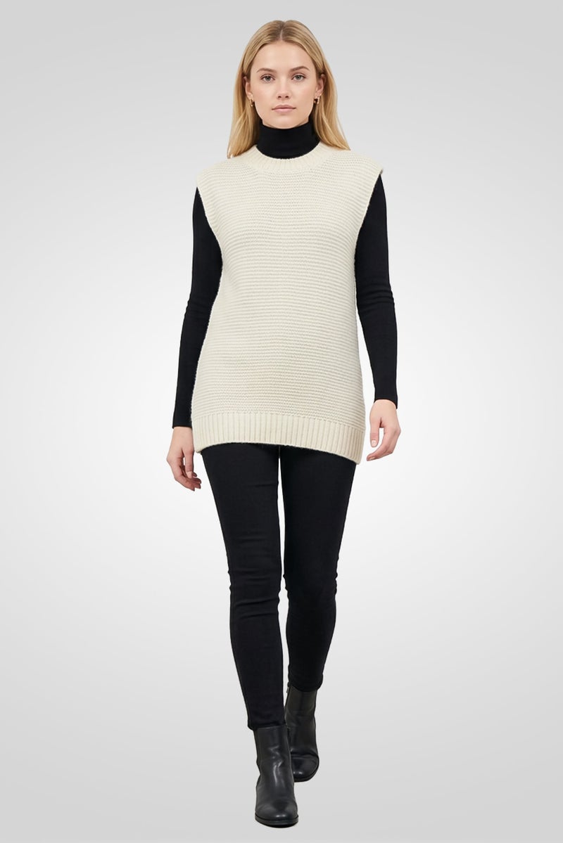 STELLA MCCARTNEY سويت شيرت نسائي محبوك بدون أكمام، أبيض فاتح - Image 1
