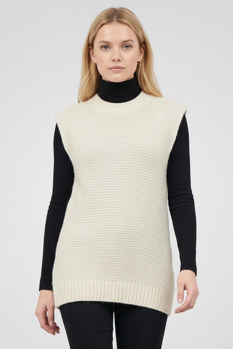 STELLA MCCARTNEY سويت شيرت نسائي محبوك بدون أكمام، أبيض فاتح - Image 4