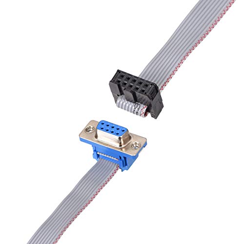 uxcell IDC Wire Flat Ribbon Cable DB9 Female to FC-10 Female Connector 2.54mm Pitch 20cm Length, 2pcs - Image 5