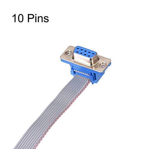 uxcell IDC Wire Flat Ribbon Cable DB9 Female to FC-10 Female Connector 2.54mm Pitch 20cm Length, 2pcs - Image 2