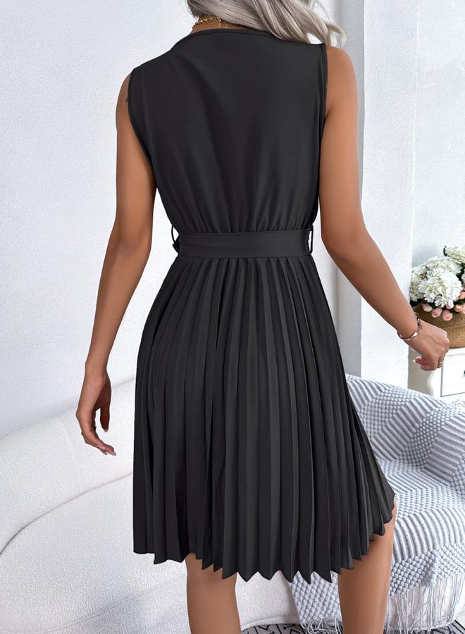 Take Two Black Sleeveless Pleated Mini Dress - Image 2