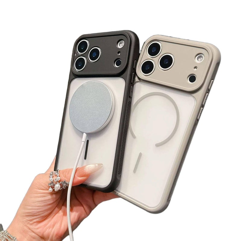 MS غطاء MagSafe بGlass لـ iPhone 16 / 16 Plus / 16 Pro / 16 Pro Max مع حماية من السقوط ومغناطيس قوي مع مقاوم للصدمات مع لمسة نهائية غير لامعة باللون أسود مغناطيسي باللون الأسود - Image 4