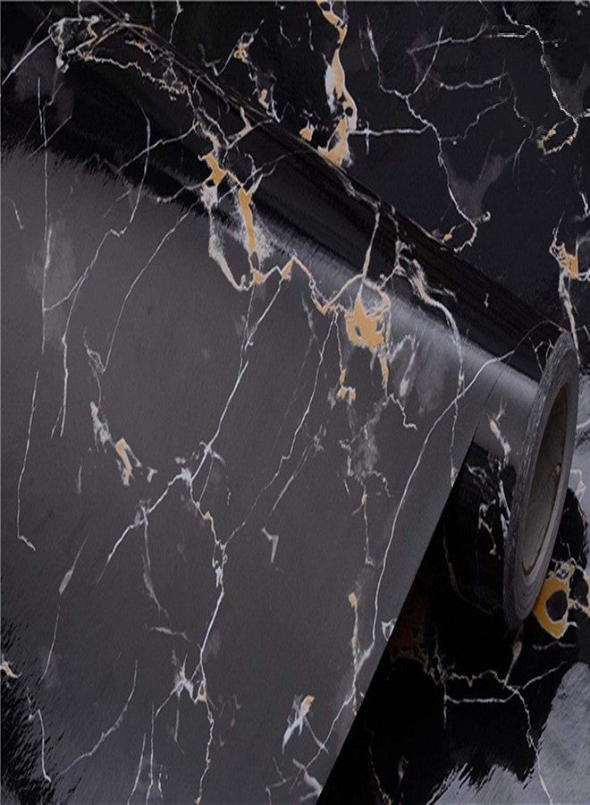 Abhaymart Wall Sticker Marble Waterproof Wallpaper Foil (60cm x 200cm) for Furniture, Kitchen, Cabinets, Almirah Plastic Table Wardrobe, Renovation Self Adhesive (Black Marble Golden Veins Foil) - Image 5