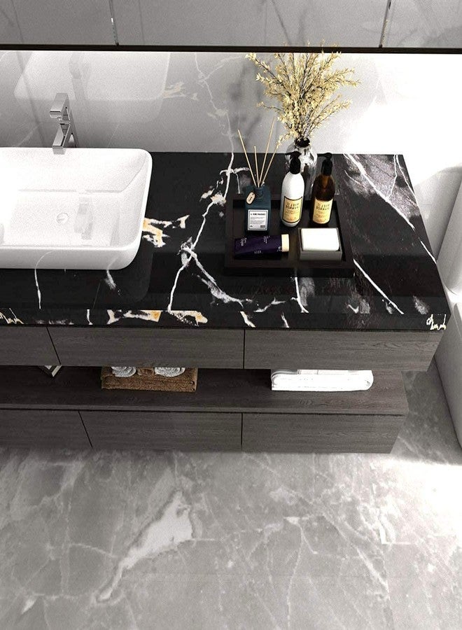 Abhaymart Wall Sticker Marble Waterproof Wallpaper Foil (60cm x 200cm) for Furniture, Kitchen, Cabinets, Almirah Plastic Table Wardrobe, Renovation Self Adhesive (Black Marble Golden Veins Foil) - Image 4