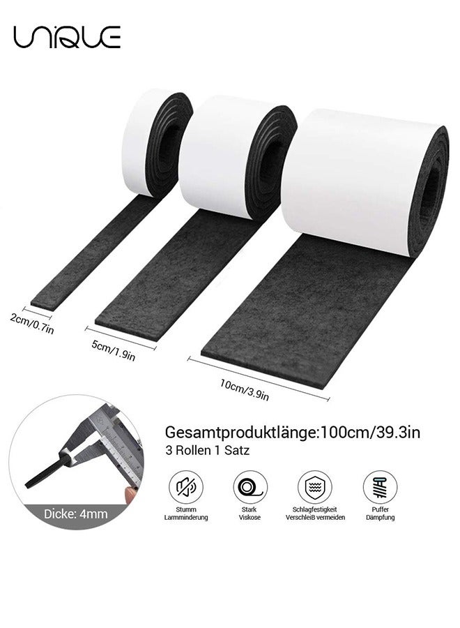 Unique 3 Rolls Felt Tape with Adhesive Backing, Adhesive Felt Pads for Furniture, Rocking Chair Floor Protectors, Heavy Duty Felt Pads Cut Any Shape, Felt Strips for Chairs, Floor Protection - Image 2