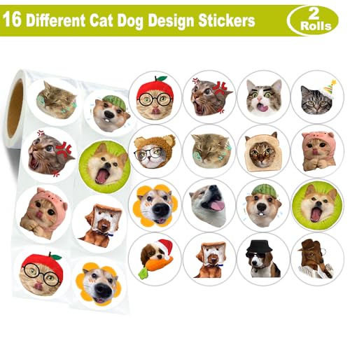 Hohamn 600 Pcs Funny Cat Dog Stickers for Kids 15 Inch 16 Styles Funny Meme Cat Dog Stickers Roll for Kids Boys Girls Birthday Party School Reward Giveaways - Image 5