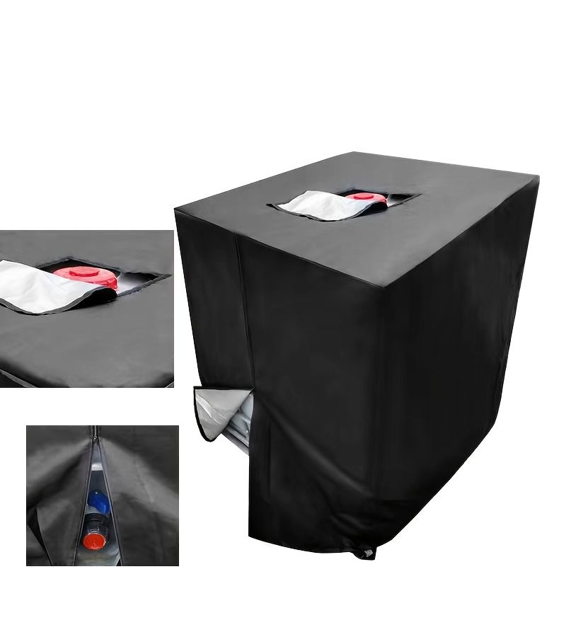 Courtyard Popular IBC Ton Bucket Cover 264 Gallons Outdoor Water Tank Cover 1000L Black Zippered 47 24x39 37x45 67 Inch - Image 4