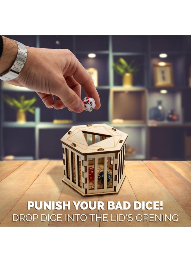 Dnd Dice Jail For Up To 50 Rpg Dice With Fabric Travel Bag - Wooden Jail Dice Cage With Laser-Etched Artwork For Misbehaving Roleplaying Dice - pzsku/Z806D47B59F527F561FF0Z/45/_/1732775599/36b6b350-ac1c-4816-a11d-9ddf550df9cd