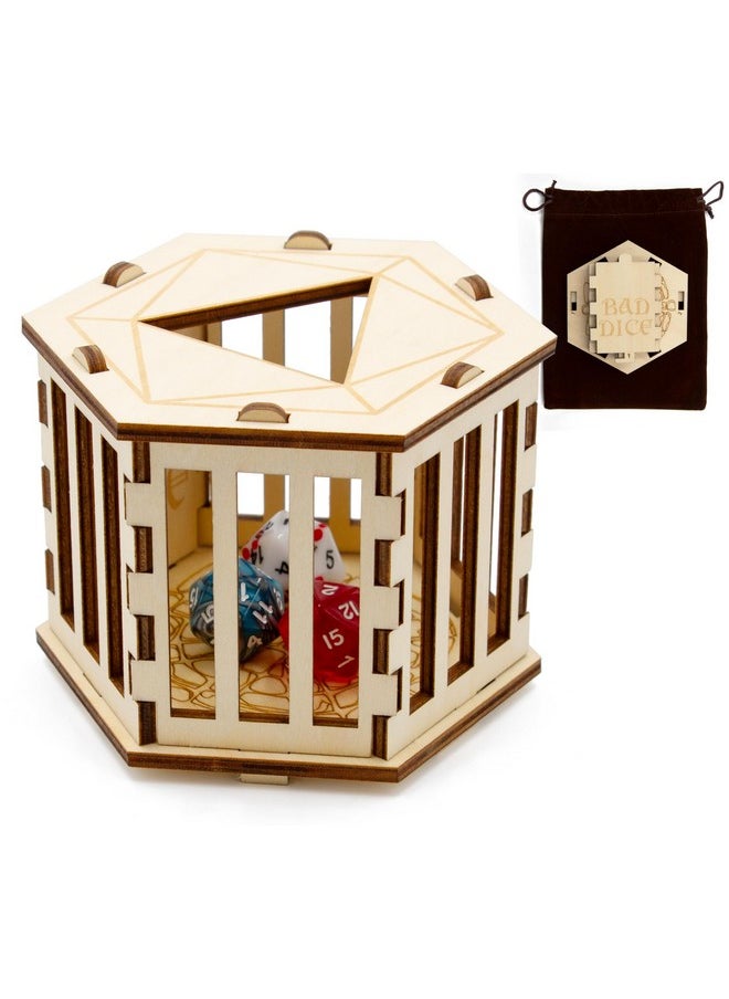 Dnd Dice Jail For Up To 50 Rpg Dice With Fabric Travel Bag - Wooden Jail Dice Cage With Laser-Etched Artwork For Misbehaving Roleplaying Dice - pzsku/Z806D47B59F527F561FF0Z/45/_/1732775615/0965f9c2-4758-4e4a-81cc-52270ba1d366