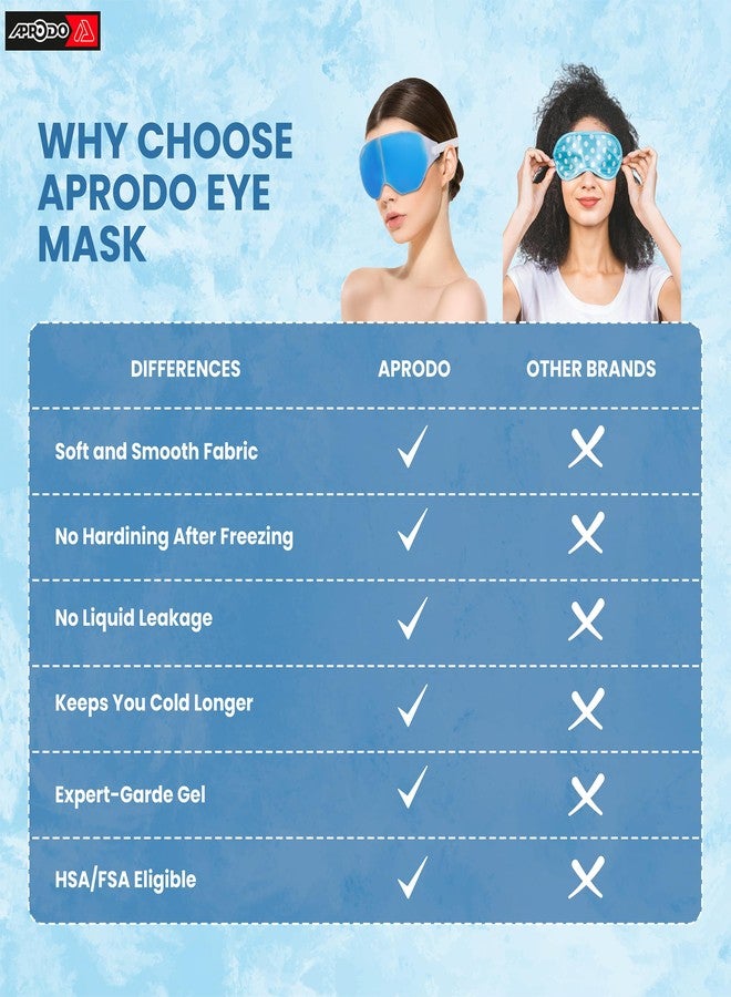 Aprodo Cooling Gel Eye Mask for Dark Circles Soothes Puffy, Dry, Tired, Red and Itchy Eyes - Relieve Your Headache Reusable Cold Compress Gel Pad for Therapy, Migraine, Pain Relief and Skincare (Blue) - Image 4