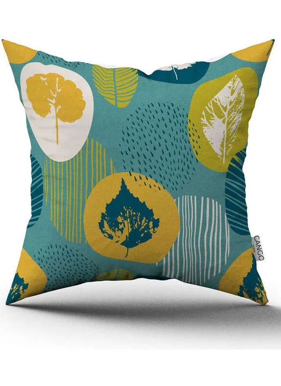 Cango Home Double Sided Green Yellow Decorative Leaf Patterned Digital Printed Throw Pillow Cover CGH1199