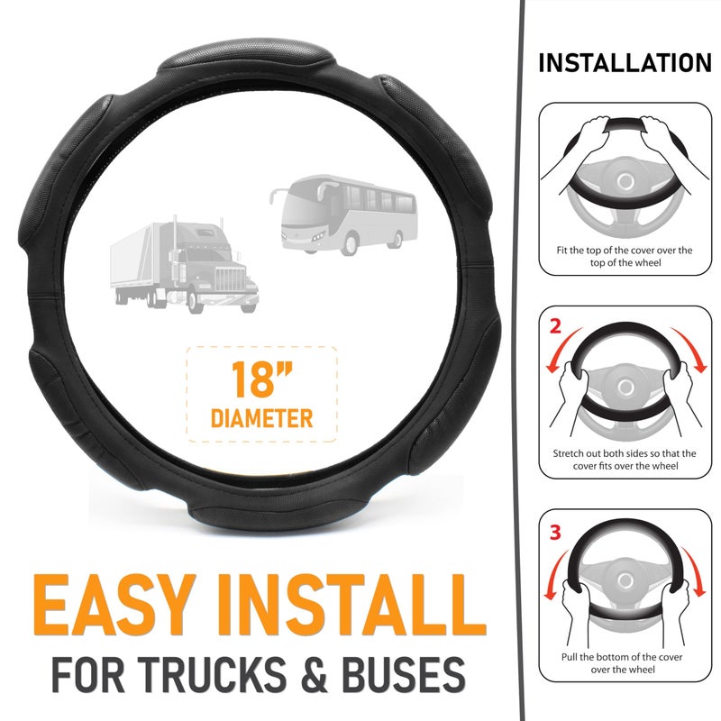 Goodyear Bus and Truck Steering Wheel Cover (18 INCHES) â€“ Semi Truck, Vegan Leather Grip, Non-Slip, Comfortable, Heavy-Duty Protection Steering Wheel Cover - Image 5