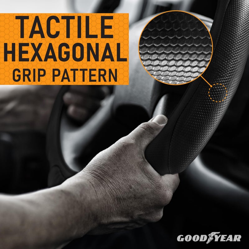 Goodyear Bus and Truck Steering Wheel Cover (18 INCHES) â€“ Semi Truck, Vegan Leather Grip, Non-Slip, Comfortable, Heavy-Duty Protection Steering Wheel Cover - Image 3