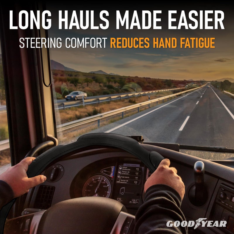 Goodyear Bus and Truck Steering Wheel Cover (18 INCHES) â€“ Semi Truck, Vegan Leather Grip, Non-Slip, Comfortable, Heavy-Duty Protection Steering Wheel Cover - Image 4