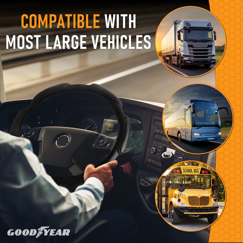 Goodyear Bus and Truck Steering Wheel Cover (18 INCHES) â€“ Semi Truck, Vegan Leather Grip, Non-Slip, Comfortable, Heavy-Duty Protection Steering Wheel Cover - Image 2
