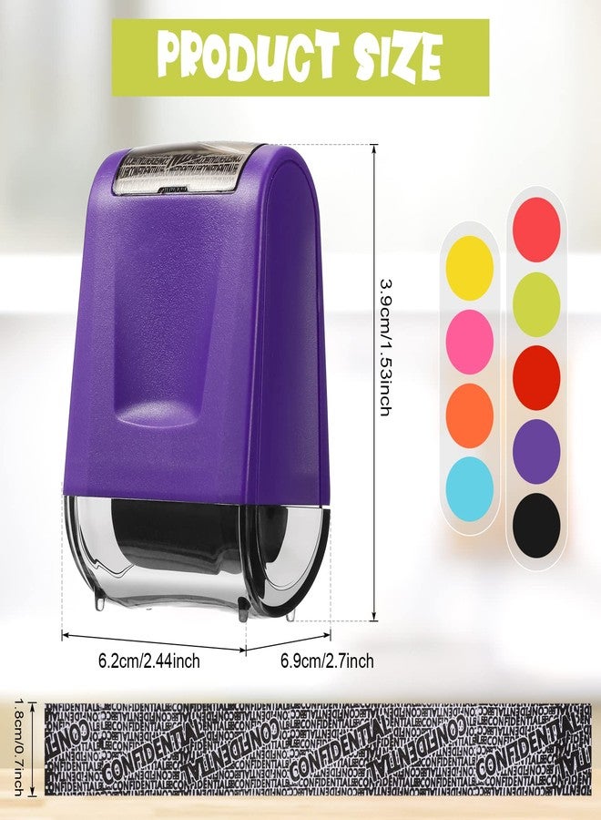 Epakh 9 Pcs Identity Theft Protection Roller Stamp Confidential Roller Stamp Colorful Privacy Confidential Blackout Prevention Information Address Blocker Security for Mail ID Account Data - Image 2