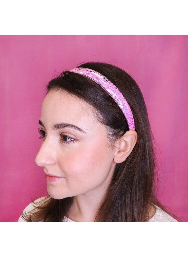 FROG SAC FROG SAC 4 Glitter Headbands for Girls, Sparkly Confetti Headband with Teeth for Kids, Cute Rainbow Pink Purple Blue Hard Head Bands, Little Girl Hair Accessories  - Image 3
