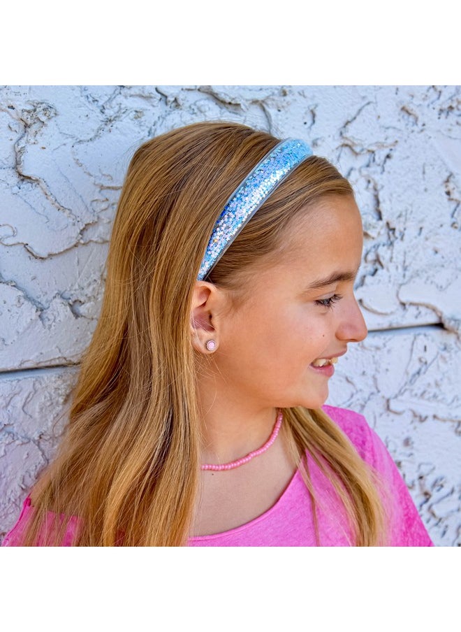 FROG SAC FROG SAC 4 Glitter Headbands for Girls, Sparkly Confetti Headband with Teeth for Kids, Cute Rainbow Pink Purple Blue Hard Head Bands, Little Girl Hair Accessories  - Image 2