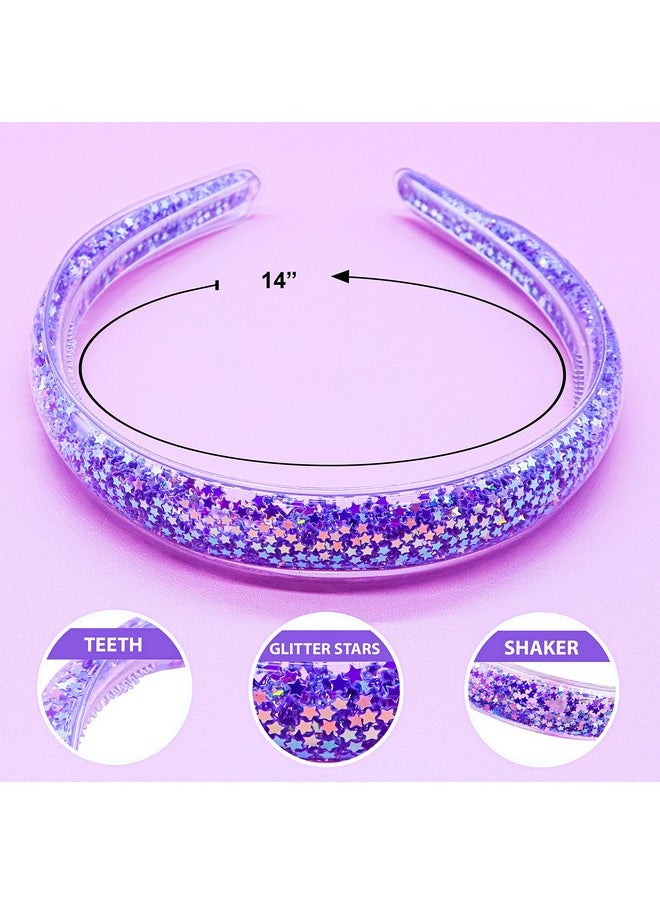 FROG SAC FROG SAC 4 Glitter Headbands for Girls, Sparkly Confetti Headband with Teeth for Kids, Cute Rainbow Pink Purple Blue Hard Head Bands, Little Girl Hair Accessories  - Image 4