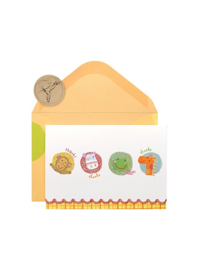 Papyrus Thank You Cards with Envelopes, Animals with Glitter (14-Count) - Image 1