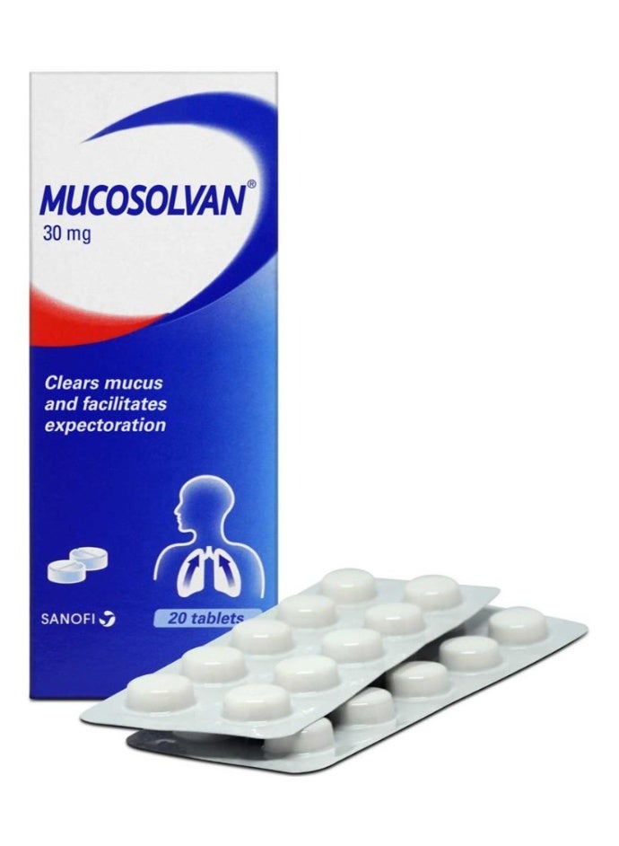 sanofi Mucosolvan 30mg Tablets Pack of 20 – Helps Loosen and Clear Thick Mucus - Image 1