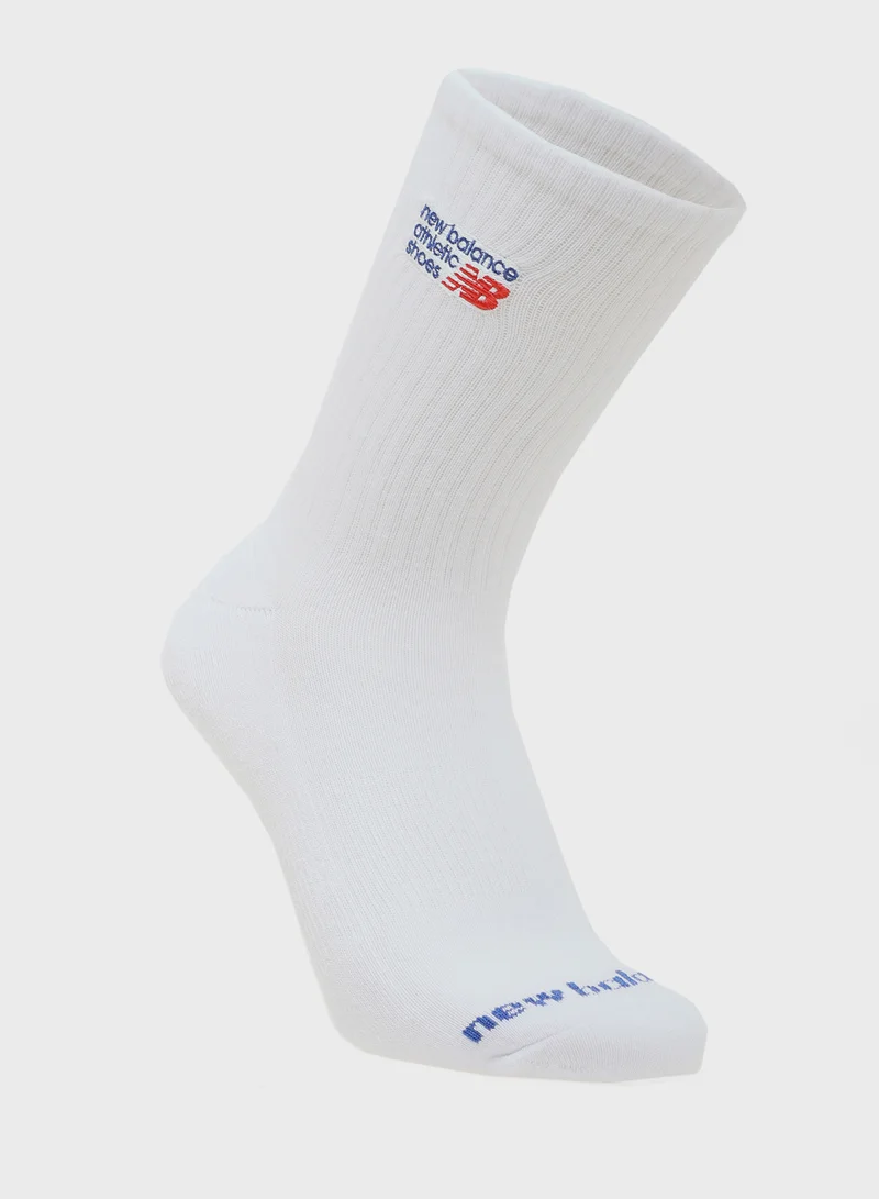 New Balance 2 Pack Embroidery Graphic Crew Socks