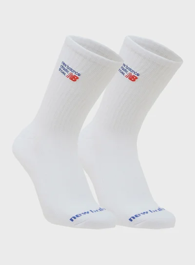 New Balance 2 Pack Embroidery Graphic Crew Socks